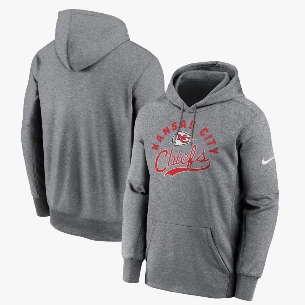 NEW Nike Large Kansas City Chiefs Dri Fit Hoodie Mens Gray Kangaroo Pocket NFL - Picture 1 of 6